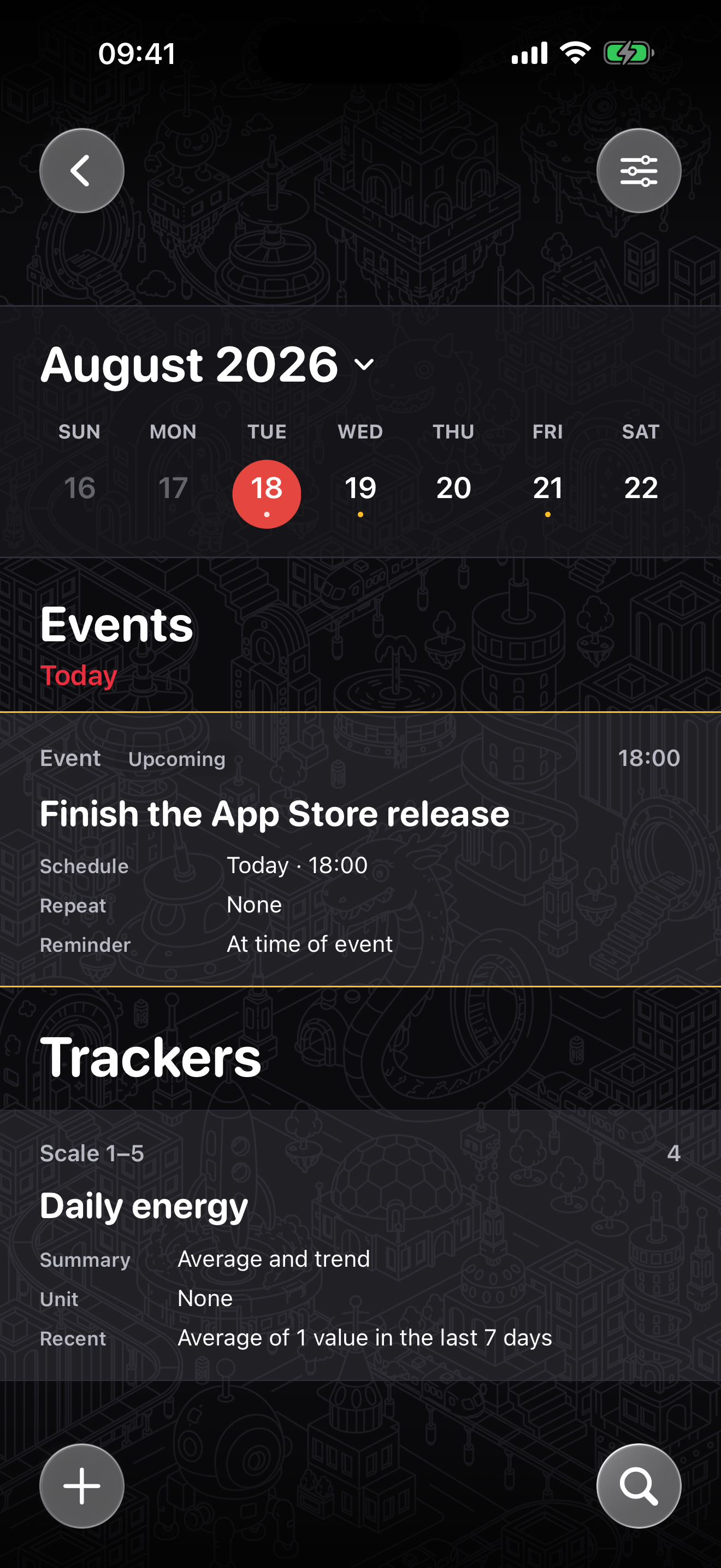 Narratives schedule and trackers